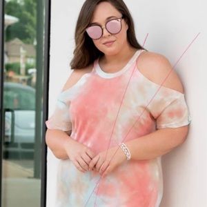 Cold Shoulder Tie-Dye Dress